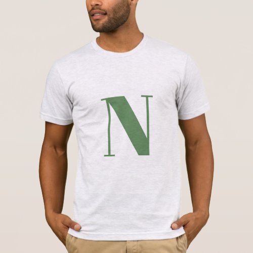 Initial Letter  Monogram Modern Trendy Sage Green T_Shirt