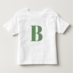 Initial Letter   Monogram Modern Trendy Sage Green Toddler T-shirt