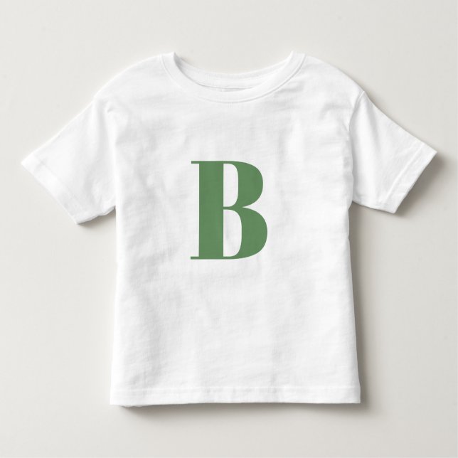 Initial Letter | Monogram Modern Trendy Sage Green Toddler T-shirt (Front)