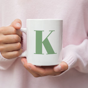 Initial Letter | Monogram Modern Trendy Sage Green Two-Tone Coffee Mug