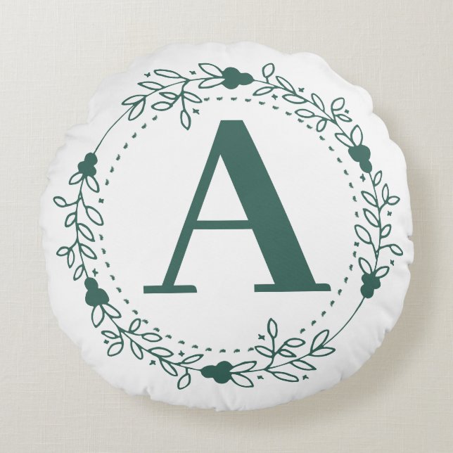 Initial Letter Monogram Personalized Round Pillow (Front)