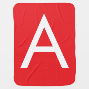 Initial Letter Monogram Red White Plain Modern Baby Blanket