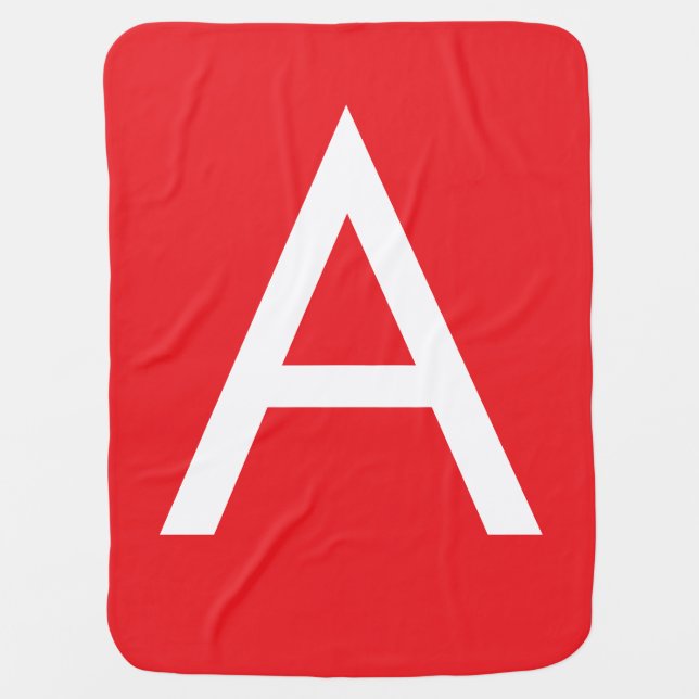 Initial Letter Monogram Red White Plain Modern Baby Blanket (Front)
