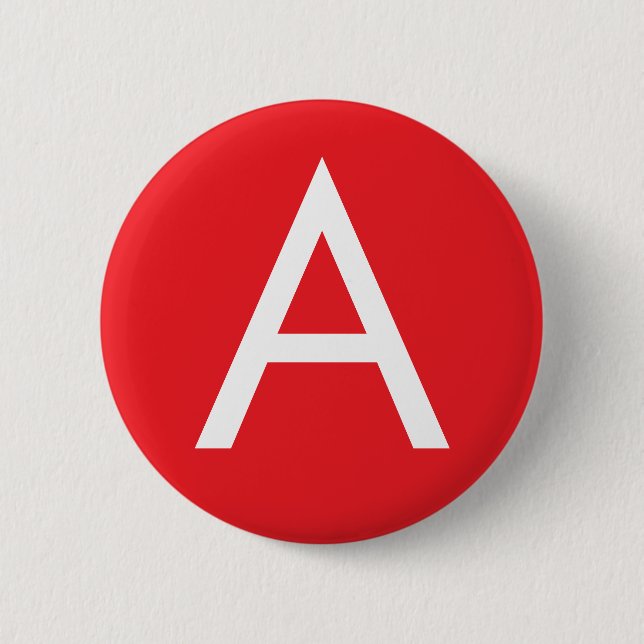 Initial Letter Monogram Red White Plain Modern Button (Front)