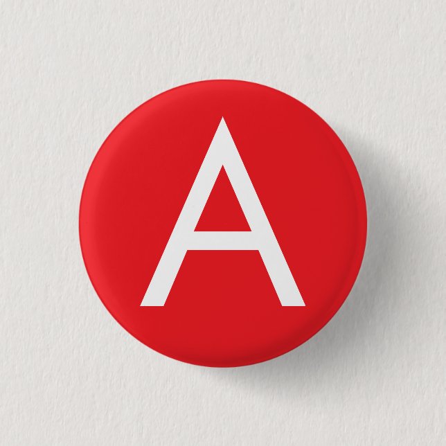 Initial Letter Monogram Red White Plain Modern Button (Front)