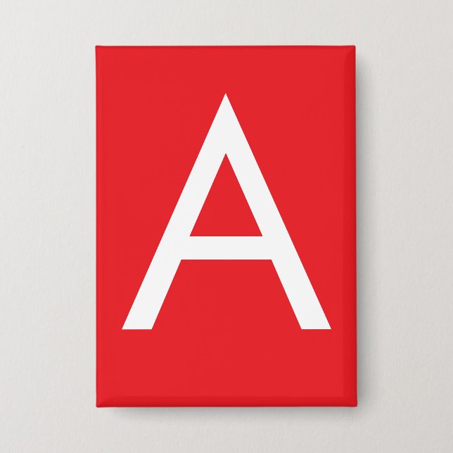 Initial Letter Monogram Red White Plain Modern Button (Front)