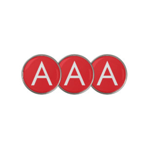 Initial Letter Monogram Red White Plain Modern Golf Ball Marker