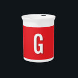 Initial Letter Monogram Red White Plain Simple Beverage Pitcher<br><div class="desc">Looking for a beautiful calligraphy with an aesthetic handwriting? This simple,  eye-catching design is for you. This product immediately impresses those who see it. The fine and tasteful design will immediately reflect the quality of your relationship and family.</div>