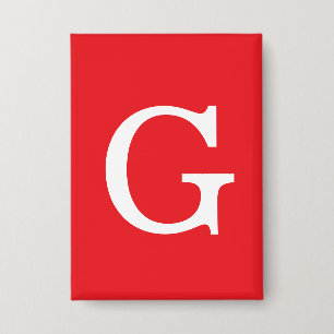 Initial Letter Monogram Red White Plain Simple Button