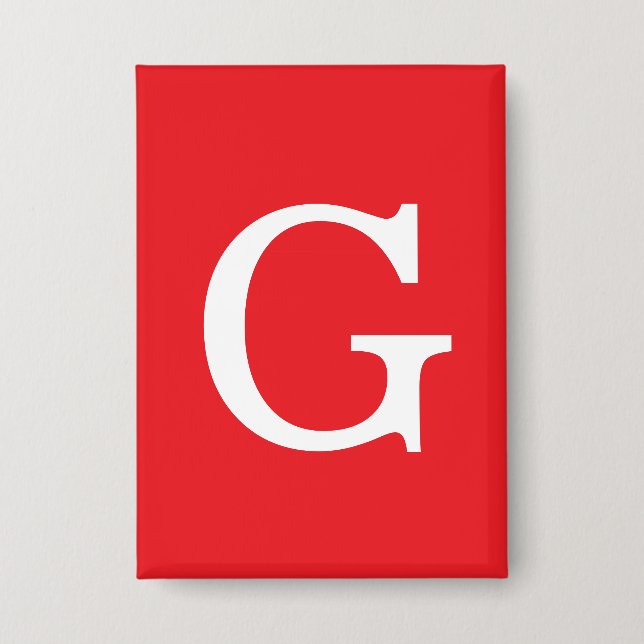 Initial Letter Monogram Red White Plain Simple Button (Front)