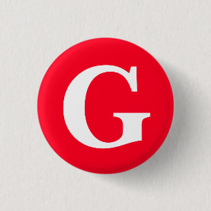 Initial Letter Monogram Red White Plain Simple Button