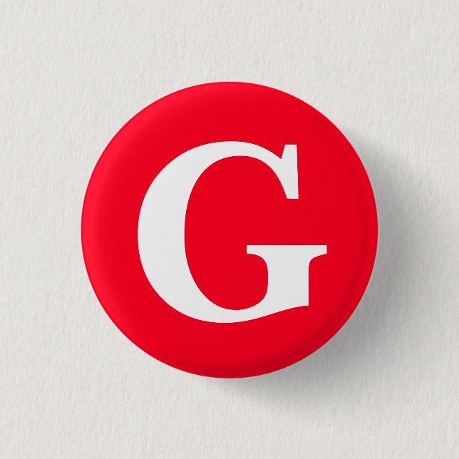 Initial Letter Monogram Red White Plain Simple Button (Front)