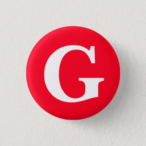 Initial Letter Monogram Red White Plain Simple Button
