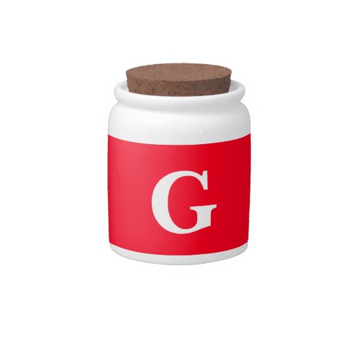 Initial Letter Monogram Red White Plain Simple Candy Jar