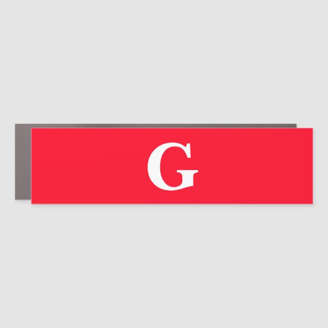 Initial Letter Monogram Red White Plain Simple Car Magnet (Front)