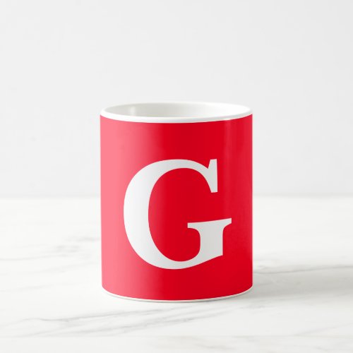 Initial Letter Monogram Red White Plain Simple Coffee Mug
