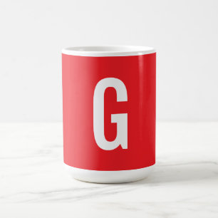 Initial Letter Monogram Red White Plain Simple Coffee Mug