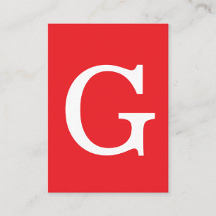 Initial Letter Monogram Red White Plain Simple Enclosure Card