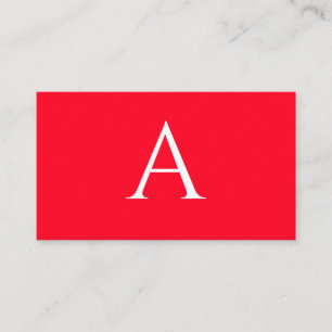 Initial Letter Monogram Red White Plain Simple Enclosure Card