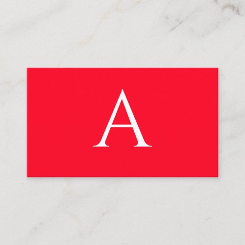 Initial Letter Monogram Red White Plain Simple Enclosure Card