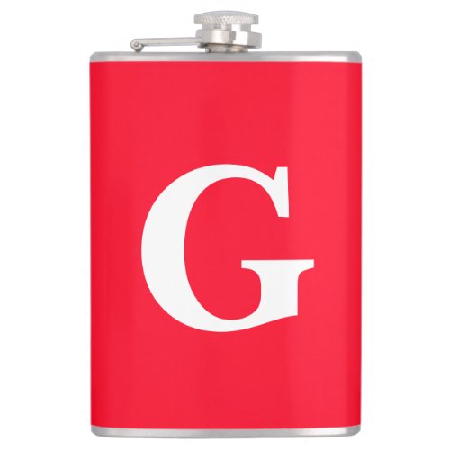Initial Letter Monogram Red White Plain Simple Flask