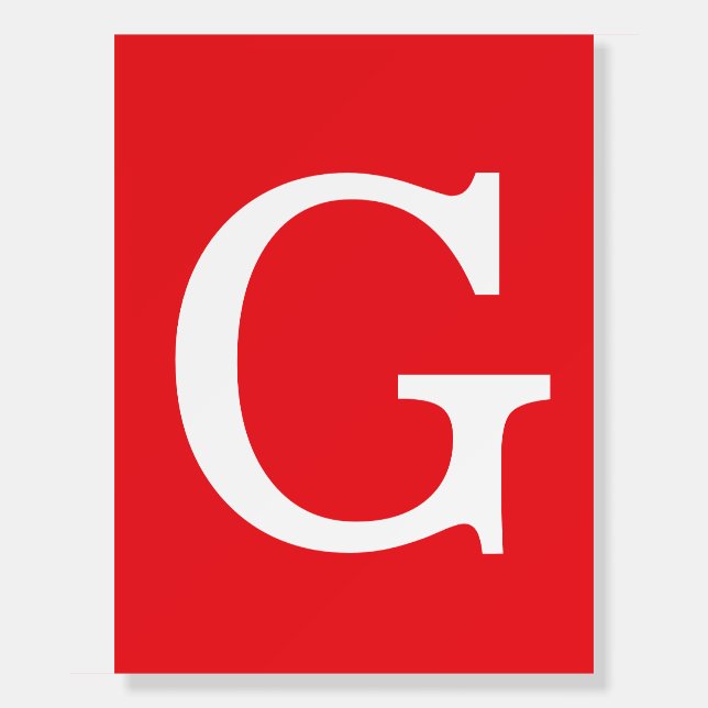 Initial Letter Monogram Red White Plain Simple Foam Board (Front)
