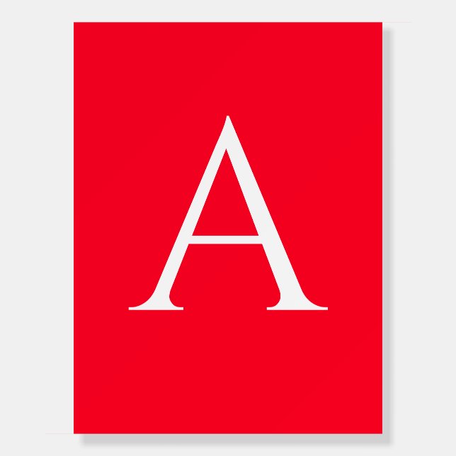 Initial Letter Monogram Red White Plain Simple Foam Board (Front)