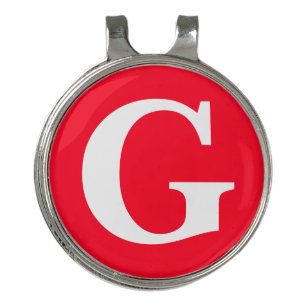 Initial Letter Monogram Red White Plain Simple Golf Hat Clip