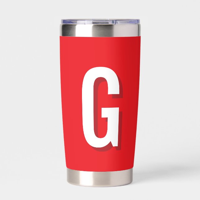 Initial Letter Monogram Red White Plain Simple Insulated Tumbler (Front)