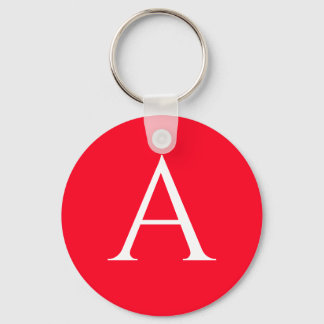 Initial Letter Monogram Red White Plain Simple Keychain