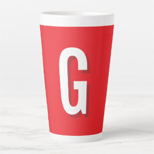 Initial Letter Monogram Red White Plain Simple Latte Mug