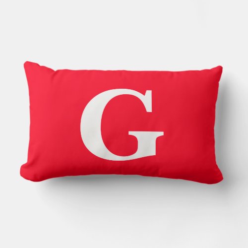 Initial Letter Monogram Red White Plain Simple Lumbar Pillow