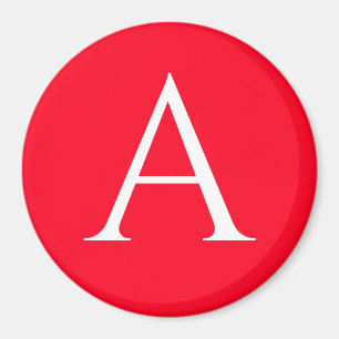 Initial Letter Monogram Red White Plain Simple Magnet