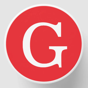 Initial Letter Monogram Red White Plain Simple Mini Candle Favors