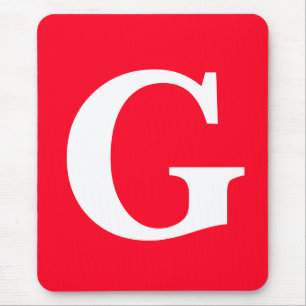 Initial Letter Monogram Red White Plain Simple Mouse Pad