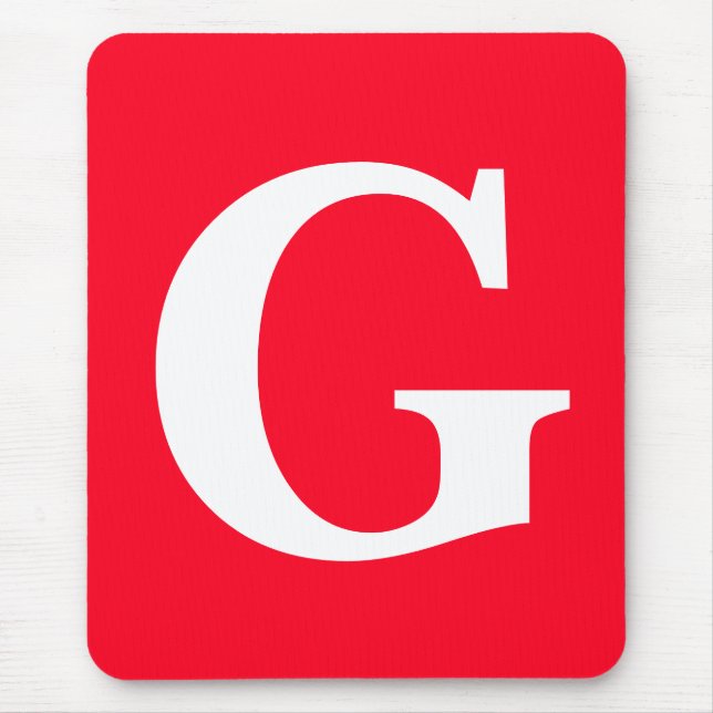 Initial Letter Monogram Red White Plain Simple Mouse Pad (Front)