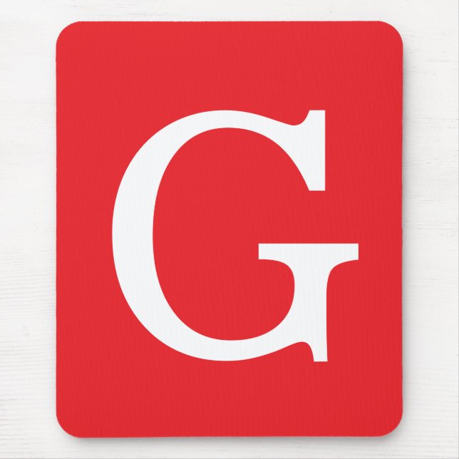 Initial Letter Monogram Red White Plain Simple Mouse Pad (Front)