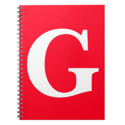 Initial Letter Monogram Red White Plain Simple Notebook