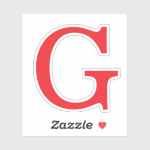 Initial Letter Monogram Red White Plain Simple Sticker