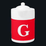 Initial Letter Monogram Red White Plain Simple Teapot<br><div class="desc">Looking for a beautiful calligraphy with an aesthetic handwriting? This simple,  eye-catching design is for you. This product immediately impresses those who see it. The fine and tasteful design will immediately reflect the quality of your relationship and family.</div>