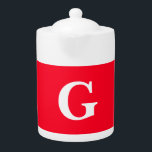 Initial Letter Monogram Red White Plain Simple Teapot<br><div class="desc">Looking for a beautiful calligraphy with an aesthetic handwriting? This simple,  eye-catching design is for you. This product immediately impresses those who see it. The fine and tasteful design will immediately reflect the quality of your relationship and family.</div>