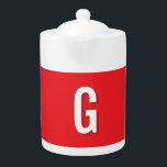 Initial Letter Monogram Red White Plain Simple Teapot<br><div class="desc">Looking for a beautiful calligraphy with an aesthetic handwriting? This simple,  eye-catching design is for you. This product immediately impresses those who see it. The fine and tasteful design will immediately reflect the quality of your relationship and family.</div>