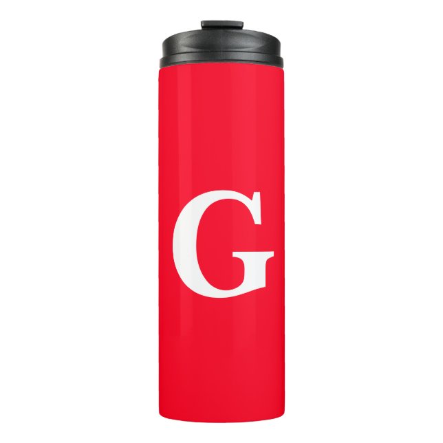 Initial Letter Monogram Red White Plain Simple Thermal Tumbler (Front)