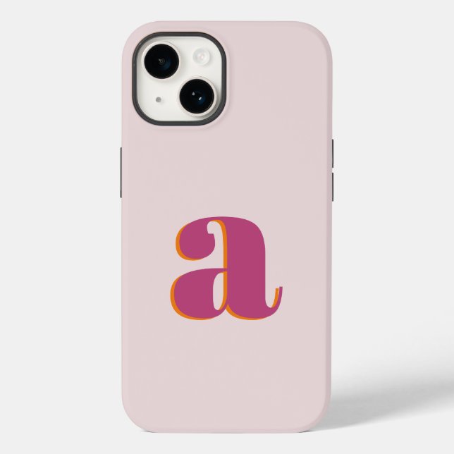 Initial Letter Monogram Simple Modern Pink Case-Mate iPhone Case (Back)