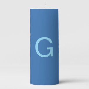 Initial Letter Monogram Steel Blue Custom Plain Pillar Candle