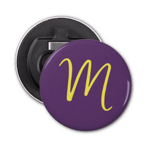 Initial Letter Monogram Stylish Indigo Yellow Bottle Opener