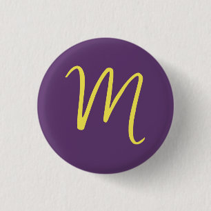 Initial Letter Monogram Stylish Indigo Yellow Button