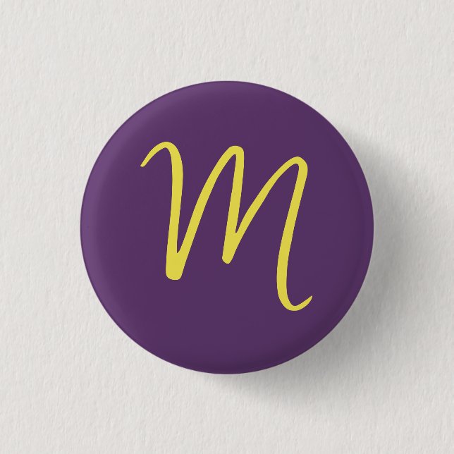 Initial Letter Monogram Stylish Indigo Yellow Button (Front)