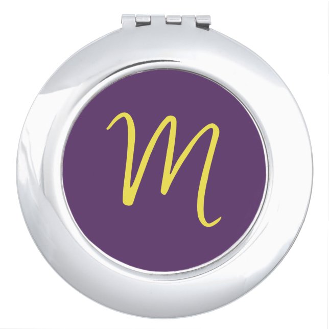 Initial Letter Monogram Stylish Indigo Yellow Compact Mirror (Front)