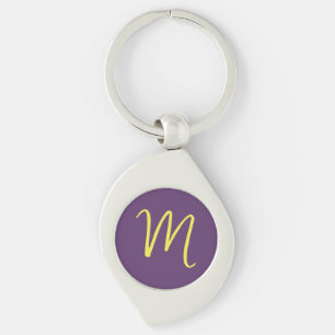 Initial Letter Monogram Stylish Indigo Yellow Keychain